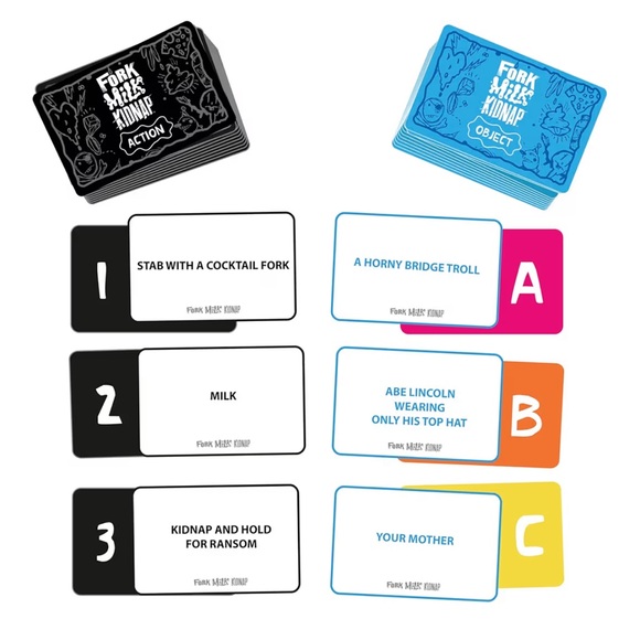 Fork Milk Kidnap Card Game adult game of questionable choices age 17+ nwt Hasbro - Picture 7 of 11